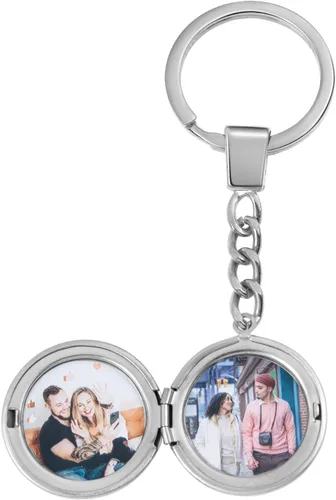 Llaveros de pareja de acero inoxidable personalizados, con medallón que sostiene fotos para parejas amantes