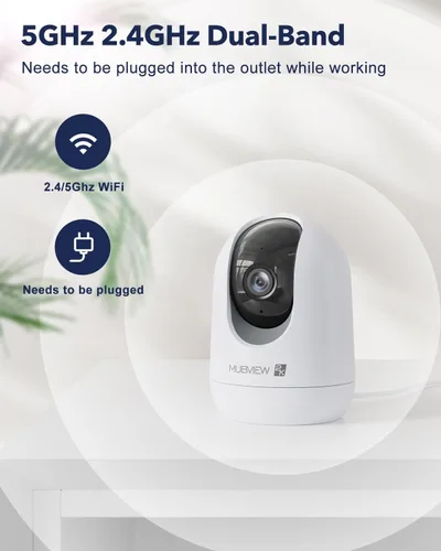 Miniatura 3 de MUBVIEW - Cámaras para seguridad del hogar, WiFi 2.4/5GHz 2K interior con cable para bebé/mascota con aplicación para teléfono, visión nocturna, Un