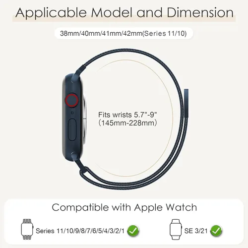 Miniatura 5 de BELONGME Paquete de 3 correas de malla en bucle compatibles con Apple Watch para mujeres y hombres 40mm 41mm 38mm 42mm 44mm 45mm 49mm 46mm Series 11
