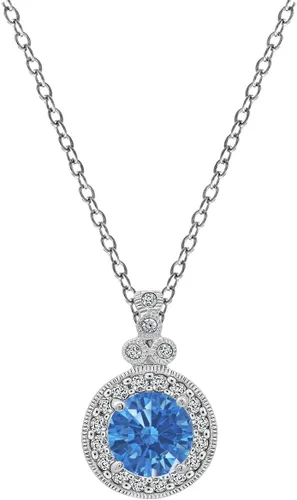 Miniatura 2 de Tienda Essentials Collar con colgante antiguo de plata de ley chapada en platino con elementos infinitos y circonitas de corte redondo