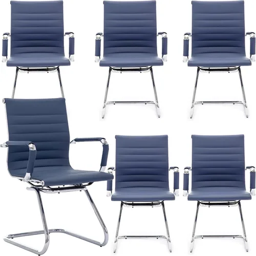 Miniatura 29 de Juego de 2 sillas de sala de conferencias, sillas de sala de espera con brazos, sillas de recepción de piel sintética sin ruedas, sillas