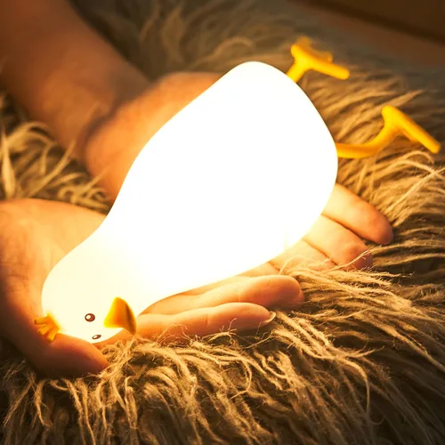 Linda Luz Nocturna de Pato: Lámpara LED de Pato de Silicona para Bebé - 7 Colores Lámpara Nocturna para Niños - Luz Nocturna Recargable para
