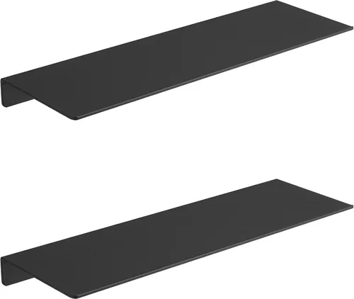 Miniatura 17 de JOOM Estante de pared de metal, flotante, 12" negro, pequeño, estantes de exhibición para almacenamiento (negro, 12 pulgadas)