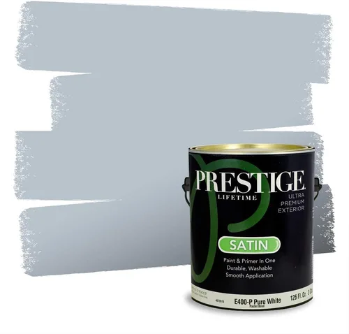 Miniatura 1319 de Pintura Exterior + imprimación PRESTIGE, todo-en-uno, 1 galón, acabado mate, color comparable al Valspar* Royal Gray* VS151-Gris real