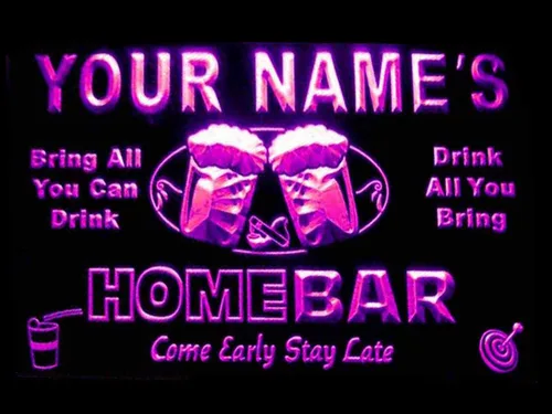 Miniatura 24 de Letrero luminoso Custom Home Bar Beer de neón; personalizado con nombre Blanco