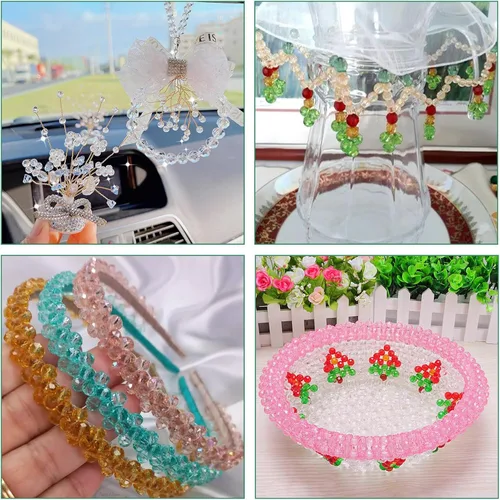 Miniatura 5 de Craftdady 100 cuentas de vidrio Rondelle facetadas de 0.315 a 0.315 pulgadas, cuentas de cristal transparente sueltas redondas espaciadoras