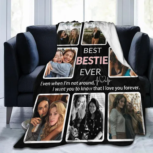 Miniatura 15 de Manta personalizada con collage de fotos, para hermana, amiga, madre, padre, familia, mascotas, parejas, en Navidad, cumpleaños, aniversario, regalo