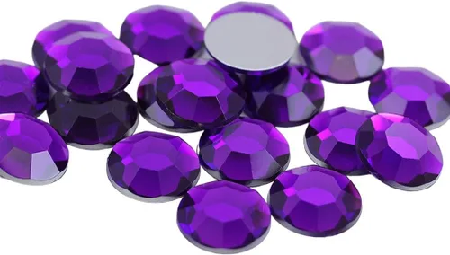 Amatista púrpura H105 de 0.787 in con parte trasera plana, diamantes de imitación acrílicos para cosplay, gemas de plástico, adornos de joyería,