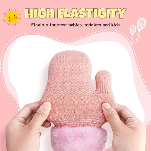 Miniatura 5 de Winter Mittens Gloves Beanie Hat Set for Kids Baby Toddler Children, Thick Warm Knit Fleece Lined Thermal Set for Boys Girls