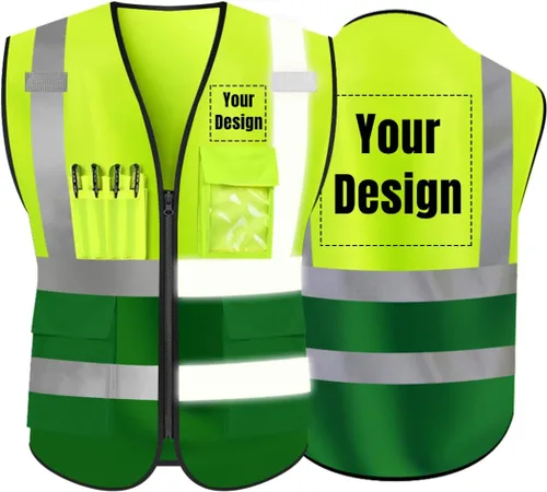 Miniatura 9 de Chaleco de seguridad de alta visibilidad Personaliza tu logotipo chaleco de seguridad protector, Amarillo