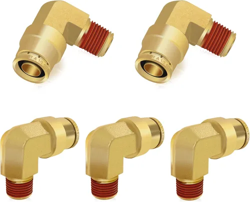 Miniatura 15 de Siptenk Codos de 1/2" DOT de latón DOT de aire de conexión rápida DOT accesorios de línea de aire DOT 5 piezas, tubo de 1/2" OD x rosca NPT de 3/8