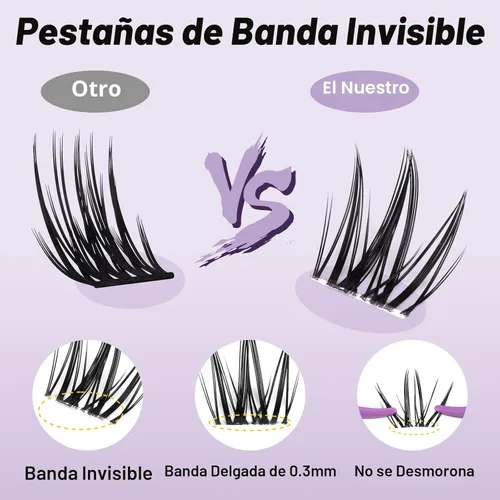 Miniatura 3 de Kit de racimos de pestañas falsas B&Q Bella, pestañas naturales en racimo, pestañas finas invisibles, pestañas individuales, kit de extensión