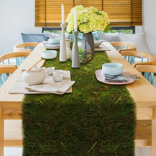 Miniatura 8 de Camino de mesa de musgo seco, rollo de hoja de musgo verde para manualidades, tapete de musgo preservado para decoración de mesa, musgo verde