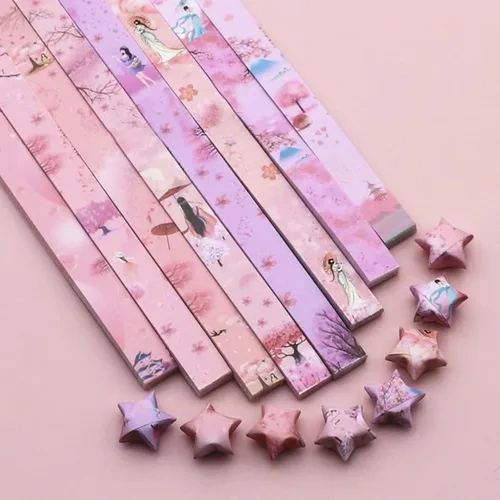 Miniatura 7 de Tiras de origami de estrellas, patrones de cielo estrellado, estrellas de papel, tiras de papel hechas a mano, artesanías (540 piezas)