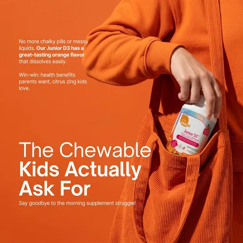 Miniatura 3 de Tabletas masticables de vitamina D3, de 1000IU, para niños. Fácil digestión, con la dosis justa de vitamina D3 para niños de 1000 IU. Con