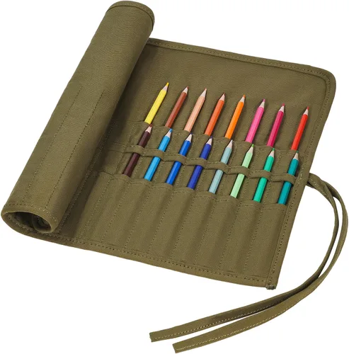 Miniatura 2 de ECHSRT Soporte para pinceles de pintura, estuche enrollable de almacenamiento para acuarelas acrílicas al óleo, soportes y organizadores, 30 Verde