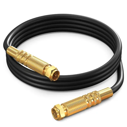Cable coaxial RG6 – Cable coaxial cuádruple, 4 pies / negro sin oxígeno para TV, Internet y más – Cable coaxial flexible