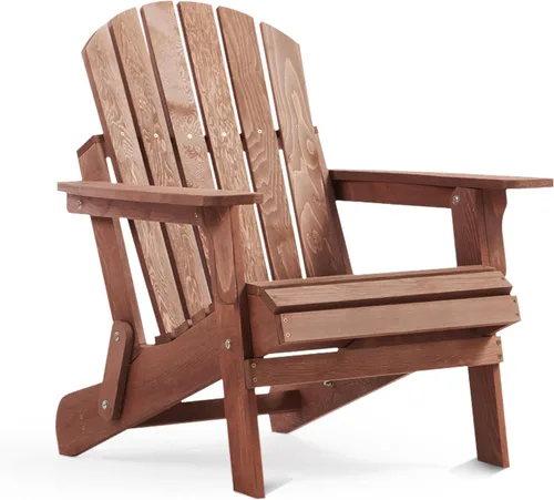 Oversize Wooden Outdoor Folding Adirondack Chair with Pre-Assembled BackRest & SeatBoard, Wood Patio Chair for Garden Backyard Porch Pool Deck
