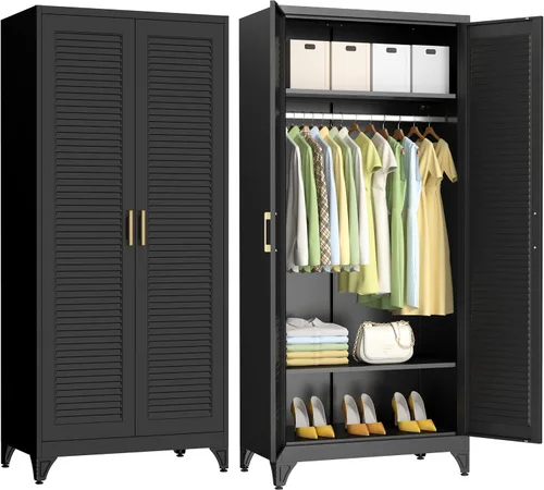Miniatura 13 de Polup Armario de Pared de Metal, Gabinete Superior para Guardarropa, Pequeño Gabinete de Almacenamiento Superior para Dormitorio, Sala de Estar