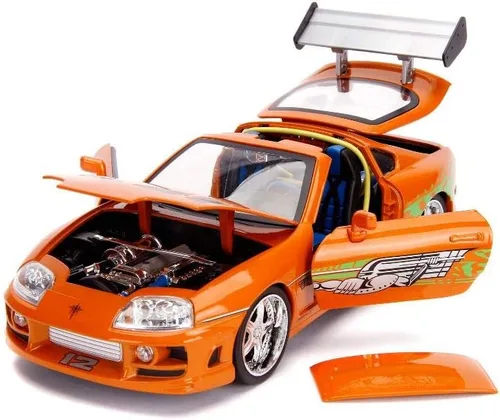 Miniatura 3 de Jada Fast & Furious 1:18 Toyota Supra - Coche fundido a presión y figura de Brian de 3 pulgadas, juguetes para niños y adultos