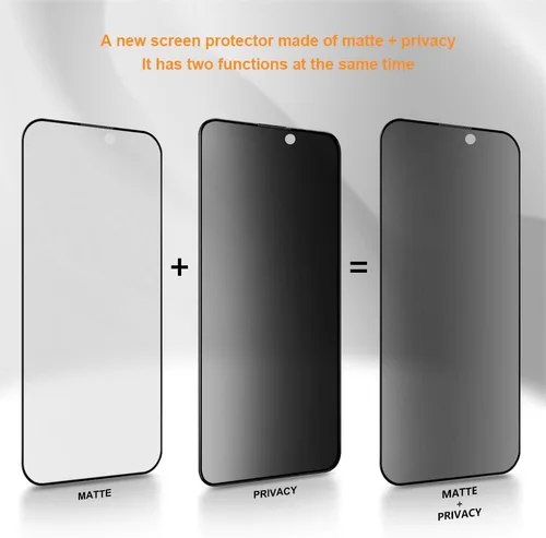 Miniatura 6 de Protector de pantalla de privacidad mate para iPhone 15 Pro de 6.1 pulgadas con protector de lente de cámara, cobertura completa, antirreflejos