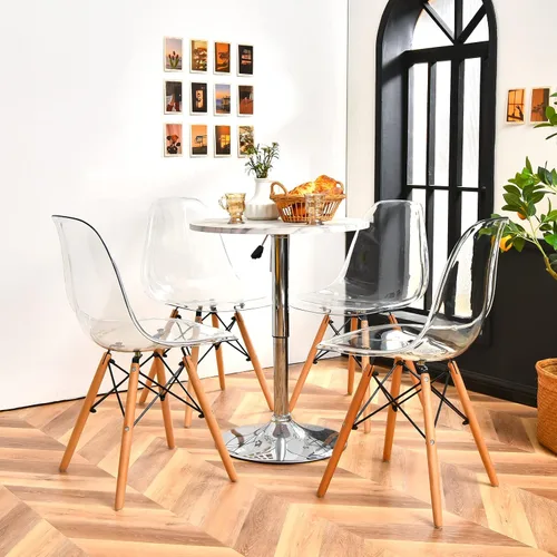 Miniatura 2 de Giantex Juego de 4 sillas de comedor, sillas de comedor de acrílico transparente con patas de madera de haya, carga máxima de 330 libras, sillas