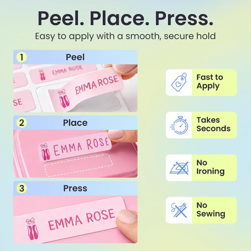 Miniatura 5 de Suministros escolares etiquetas de nombre personalizadas, etiquetas adhesivas de nombre personalizadas lavables para niñas, etiquetas adhesivas