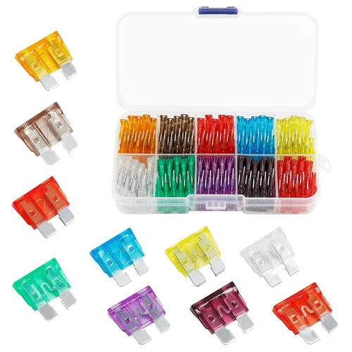 Kit de 100 fusibles de automóvil – Kit surtido de fusibles de repuesto para automóvil, caravana, camión, motocicleta (5A, 7.5A, 10A, 15A, 20A, 25A,