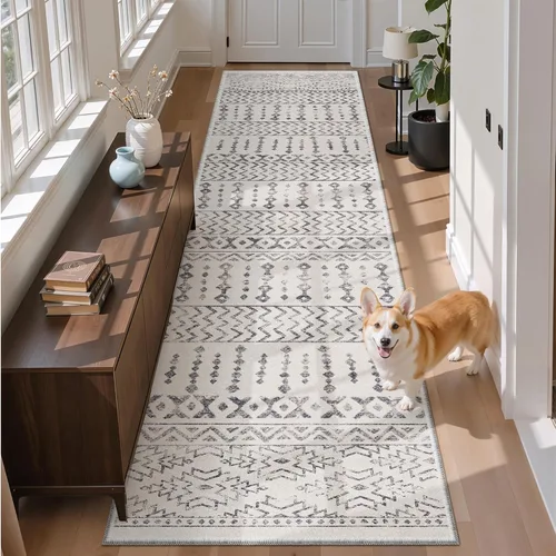 Miniatura 21 de Art&Tuft Alfombra de área de 8 x 10 pies, súper suave, ultrafina, marroquí, lavable, antideslizante, para sala de estar, plegable, geométrica, Gris