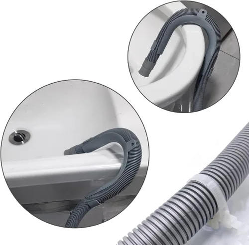 Miniatura 6 de Lavado universal en forma de U. Mach. Conjunto de guía de manguera de drenaje - 1 forma de U gris + 2 adhesivos adhesivos para bridas de cables