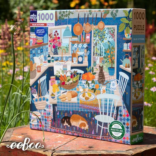 Miniatura 12 de eeBoo Piece and Love Blue Kitchen Rompecabezas Cuadrado de 1000 Piezas para Adultos de 14+ Años (PZTBUK)