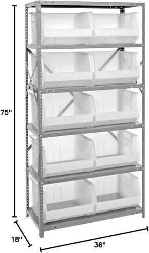 Miniatura 89 de Quantum QSBU-245BK Heavy Duty Shelving Unit with (7) Shelves and (24) QUS245 Black Bins for Garage Warehouse Storage Distribution 400 lb Load