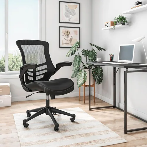 Miniatura 2 de Elegante silla de oficina de malla con respaldo medio con brazos ajustables. Color: negro