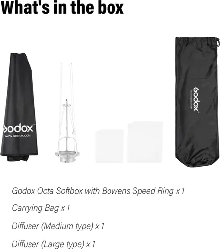 Miniatura 3 de Godox SB-UE - Kit de softbox octágono de 32 pulgadas/31.5 in, caja de luz plegable Octa, Octabox portátil con anillo de velocidad de montaje Bowens
