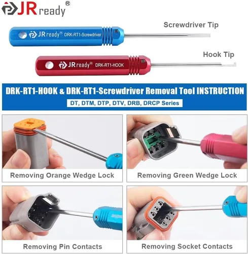 Miniatura 7 de JRready Kit de conectores DT Deutsch de 604 piezas, 2 3 4 6 8 12 pines conectores DT grises, tamaño 16 contactos formados estampados (14-18AWG)
