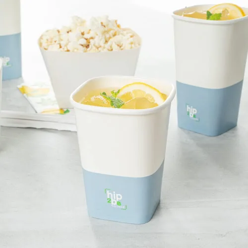Miniatura 4 de Restaurantware Hip 2 Be Square - Tazas de café de papel de 12 onzas, 25 tazas de café reutilizables a prueba de fugas, tapas se venden por separado