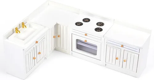 Miniatura 7 de Juego de muebles de casa de muñecas de madera, muebles de casa de muñecas en miniatura a escala 1 12 para cocina de casa de muñecas, muebles de casa