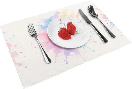 Miniatura 10 de Juego de 4 manteles individuales rectangulares, resistentes al calor 3D isométricos impresos para cocina y comedor