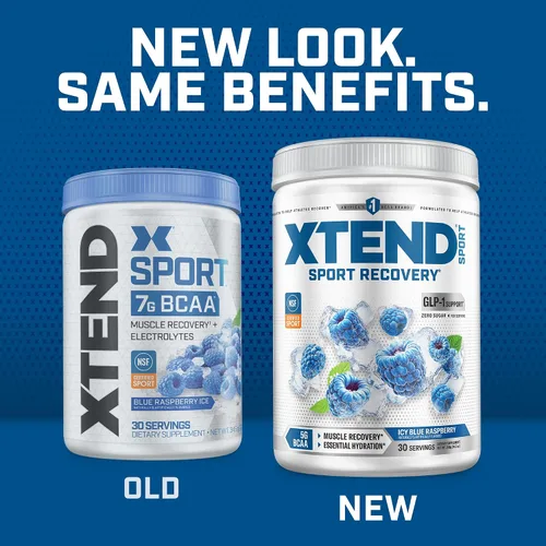 Miniatura 4 de XTEND Sport BCAA Powder Blue Raspberry Ice - Polvo de electrolitos para recuperación e hidratación con aminoácidos - 30 porciones