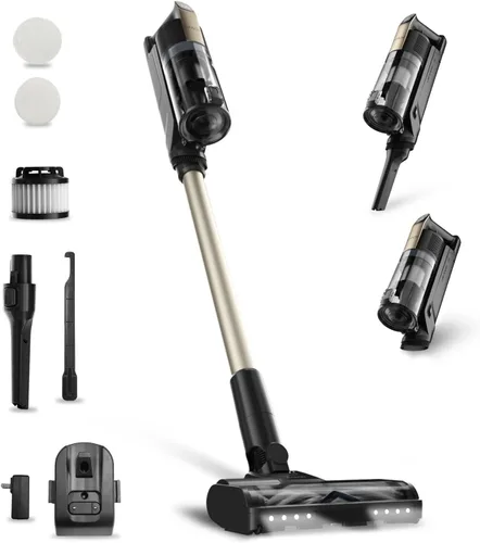 Aspiradora Inalámbrica Candy, Aspiradoras de Palo de 65 Minutos para el Hogar, 400W/190AW Succión Potente, Anti-Enredos, Pantalla LED, Autoportante,