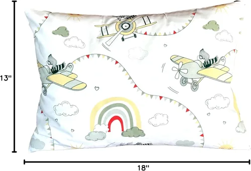 Miniatura 3 de 13x18 Funda de almohada para niños pequeños - Pequeña funda de almohada de viaje de algodón, funda de almohada para niños con patrón de avión