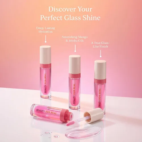 Miniatura 3 de Beauty For Real Lip Revival Hi-Shine - Aceite hidratante para labios, estrella brillante (transparente), ligero, antiadherente, acabado brillante