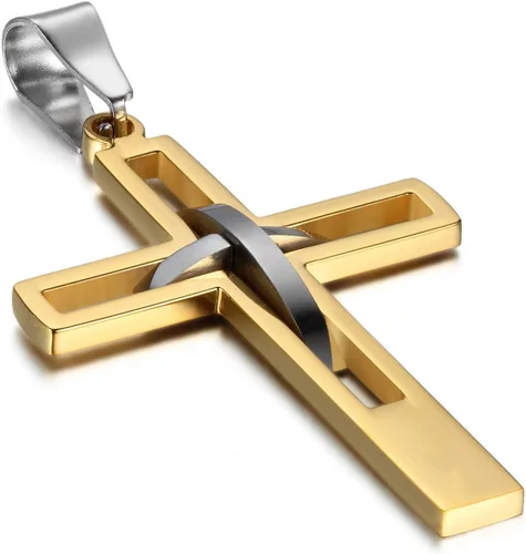 Miniatura 28 de OIDEA Cross Pendant Necklace for Men Women: High Polish Hollow Openwork Stainless Steel Cross Chain Mens Jewelry Gifts