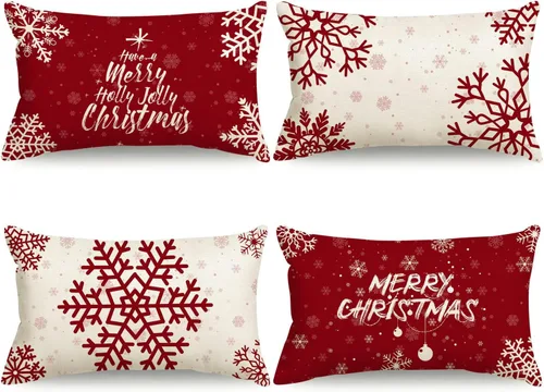 Miniatura 10 de Fundas de Almohada de Navidad 16x16 Azul Decoraciones de Navidad Copo de Nieve Fundas de Almohada Decorativas Feliz Navidad Decoración de Vacaciones