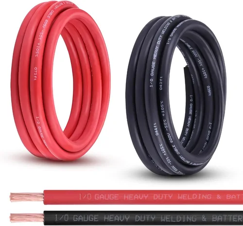 Miniatura 28 de Cable de Batería Calibre 2/0, 10 Pies Rojo + 10 Pies Negro 2/0 AWG Cable de Alambre de Soldadura de Cobre Puro, para Automotriz, Batería, Solar