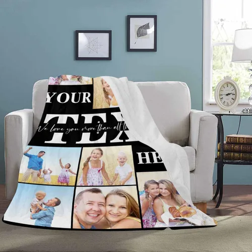 Miniatura 7 de Manta personalizada, mantas personalizadas con fotos: fabricada en Estados Unidos, manta personalizada para regalo conmemorativo de 10 fotos, manta