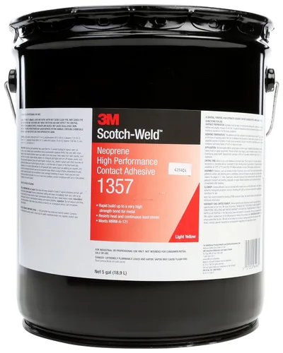 3M (TM) Adhesivo de contacto de neopreno de alto rendimiento 1357 amarillo claro, boquilla de vertido de cubo de 5 galones, 1 por caja