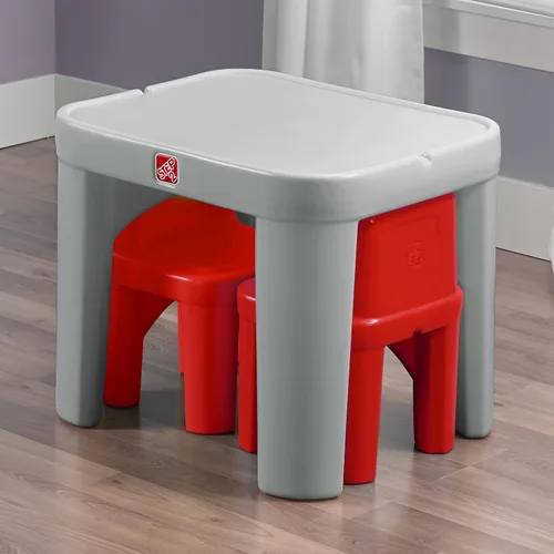Miniatura 2 de Set de mesa y sillas Step2 Mighty My Size para niños, mesa de actividades de sala de juegos para manualidades, hecha de plástico duradero, para Gris
