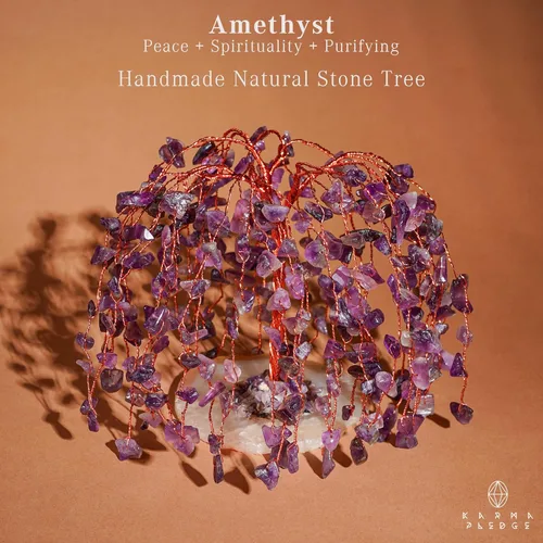 Miniatura 2 de Árbol de la vida de cristal de amatista curativos de chakras, árboles bonsái de Feng Shui para energía positiva, dinero, buena suerte, árbol