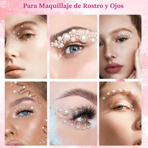 Miniatura 6 de Kit de 2700 perlas con parte trasera plana, 1 caja de color blanco con parte trasera plana + 1 caja de perlas pequeñas de color beige medio redondo